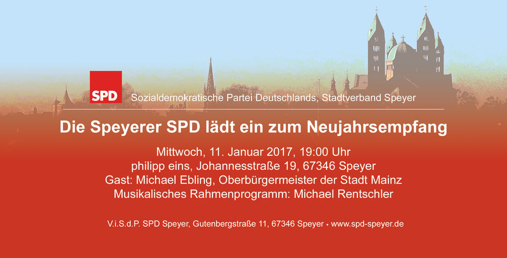 Einladung zum Neujahrsempfang der SPD Speyer.